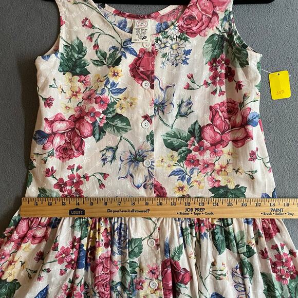 Vtg 80s 90s NOS Brights Creek Cottage Garden Midi Dress Romantic Boho M? Floral - Picture 11 of 15